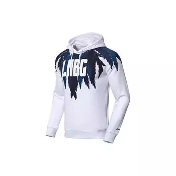 Толстовка с капюшоном и принтом в виде букв Li Ning Badminton Series, мужская толстовка, стандартная, белая, AWDN943-1 2XL