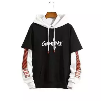 Толстовка с капюшоном и верхним карманом, ветрозащитный 3D крой, мужской лоскутный пуловер из двух частей, уличная одежда L чёрный