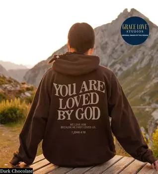 Толстовка с капюшоном «Иисус любит тебя» Толстовка с капюшоном «Иисус» Христианская толстовка с капюшоном Христианская толстовка Модная толстовка с капюшоном Рубашка со стихами из Библии Эстетическая одежда Chr S