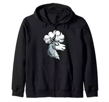 толстовка с капюшоном из альпаки на молнии чёрный