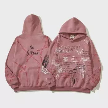 Толстовка с капюшоном из бархата с рисунком ржавчины и граффити от Ouyang Nana (унисекс) XXL