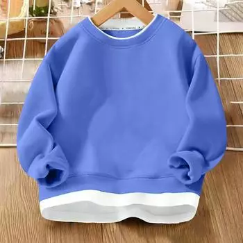 Толстовка с капюшоном из флиса для мальчиков и девочек, осенне-зимняя, средняя, детская, однотонная, теплая одежда, детский флисовый топ с капюшоном 100 синий