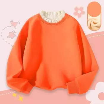 Толстовка с капюшоном из флиса для мальчиков и девочек, осенне-зимняя, средняя, детская, однотонная, теплая одежда, детский флисовый топ с капюшоном 100 оранжевый