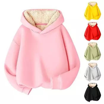 Толстовка с капюшоном из флиса для мальчиков и девочек, осенне-зимняя, средняя, детская, однотонная, теплая одежда, детский флисовый топ с капюшоном 110 армия зеленый