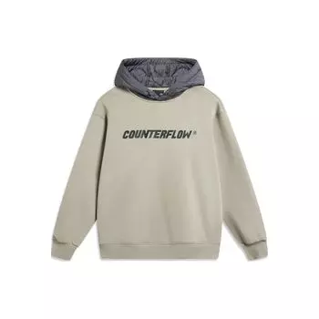 Толстовка с капюшоном из флиса с буквенным принтом Li Ning CF Series, унисекс, гранатово-желтая AWDTB19-1 L