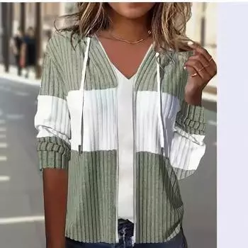 Толстовка с капюшоном из трикотажной ткани с застежкой-молнией и шнурком 2024 года — толстовка в европейском/американском стиле L светло-зеленый