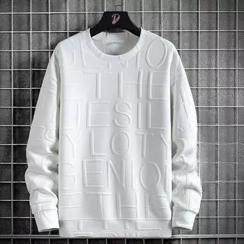 Толстовка с капюшоном из жаккарда большого размера, новая мужская весенне-осенняя модная брендовая одежда с надписью, круглый вырез с длинным рукавом, мужское пальто M