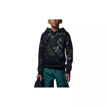 Толстовка с капюшоном Jordan Logo Print Full Print, детские толстовки с капюшоном, черные FB9468-010 XL