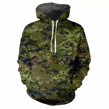 Толстовка с капюшоном Jungle Camouflage 3D Printed Spring Autumn Street Sweatshirt Свободная повседневная спортивная верхняя одежда для детей Классические камуфляжные толстовки с капюшоном S