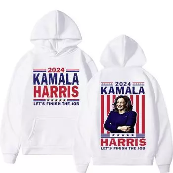 Толстовка с капюшоном Kamala Harris Let s Finish The Job, смешная толстовка Harris 2024 Madam President, мужская толстовка с капюшоном Harajuku Hip Hop S