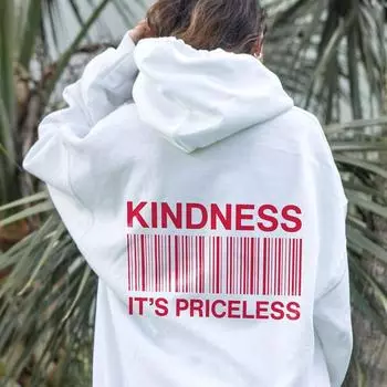 Толстовка с капюшоном Kindness It s Priceless, повседневный женский джемпер с длинными рукавами, пуловеры с капюшоном Christian Be Kind S серый