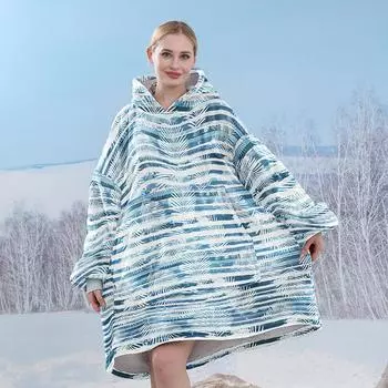 Толстовка с капюшоном Ленивое одеяло Зимний повседневный свободный свитер с капюшоном Один размер Флисовое одеяло Ночная рубашка для домашнего обслуживания One size