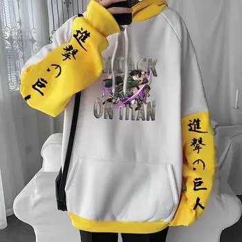 Толстовка с капюшоном Levi с принтом «Атака титанов» для мужчин и женщин, толстовка с капюшоном Manga, повседневная свободная уличная одежда, толстовка унисекс в стиле Харадзюку, топы xs чёрный