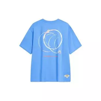 Толстовка с капюшоном Li Ning Anti-Five Seven City Collaboration с круглым вырезом и короткими рукавами, футболка унисекс, цвет Gulf-Blue AHST923-2 2XL