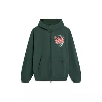 Толстовка с капюшоном Li Ning Badfive Letter Zipper, свободный повседневный кардиган, унисекс, темно-зеленый AWDTE07-2 M