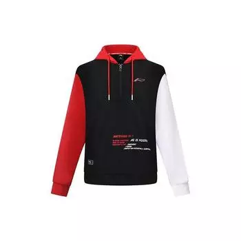 Толстовка с капюшоном Li Ning Badminton Series с тремя цветными буквами и принтом в виде сращенных толстовки, мужская, черная, AWDSD49-2 M