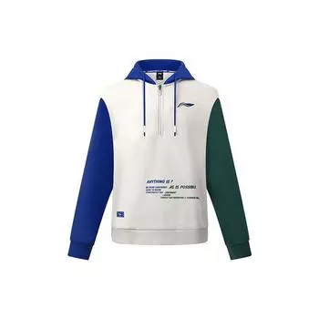 Толстовка с капюшоном Li Ning Badminton Series с тремя цветными буквами и принтом, толстовка с длинным рукавом, цвет Glacier-Gray AWDSD49-1 M