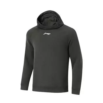 Толстовка с капюшоном Li Ning Cba Series с логотипом, однотонная, удобная, дышащая, универсальная, повседневная, мужские толстовки с капюшоном, графитово-серый цвет AWDU521-4 M