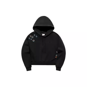 Толстовка с капюшоном Li Ning Printed, женская толстовка, черная AWDT948-8 XS