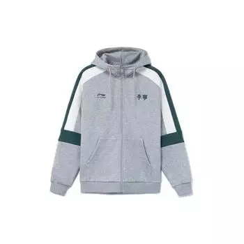 Толстовка с капюшоном Li Ning Sports Lifestyle Series с вышитым логотипом на молнии, унисекс, серая AWDRG42-3 XXL