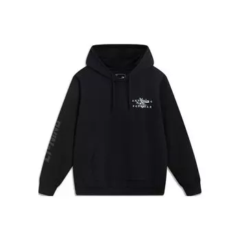 Толстовка с капюшоном Li Ning Sports Lifestyle Series с буквенным принтом, мужская толстовка, черная AWDT393-3 L