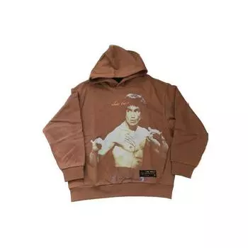 Толстовка с капюшоном Li Ning X Bruce Lee Collaboration с принтом персонажей, коричневые толстовки унисекс AWDRF19-2K M