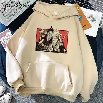Толстовка с капюшоном Manga One Piece Gear 5 Roronoa Zoro Women Funny Cartoon Luffy Sweatshirts Ullzang Japanese Anime 90s Graphic Sweatshirt S