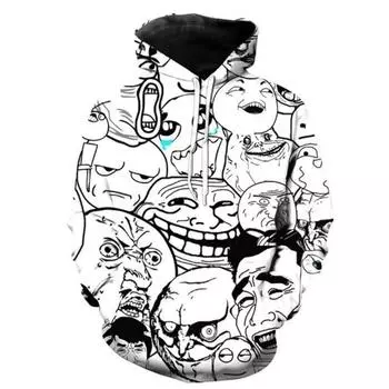 Толстовка с капюшоном Meme Faces 2019 года, брендовая мужская одежда, повседневная 3D-печатная, с капюшоном, верхняя одежда, спортивный костюм S