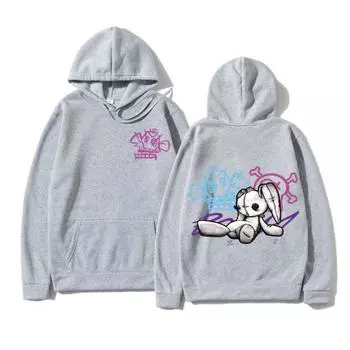 Толстовка с капюшоном, модная мужская толстовка с капюшоном в стиле аниме «Харадзюку» с кроликом-обезьяной, забавная и милая толстовка с капюшоном в виде мультяшного кролика XL