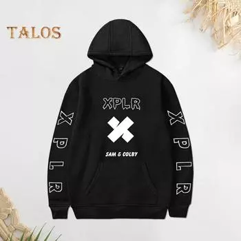 Толстовка с капюшоном, модный принт с буквами, унисекс, длинный рукав, свитер для мужчин и женщин, повседневный свободный топ для спорта, повседневная уличная одежда M чёрный