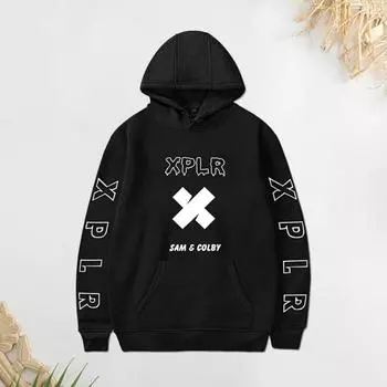 Толстовка с капюшоном, модный пуловер с буквенным принтом унисекс, пуловер с длинными рукавами для мужчин и женщин, повседневный свободный топ для занятий спортом M чёрный