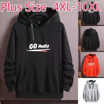 Толстовка с капюшоном, мужская большая свободная толстая мужская одежда больших размеров на весну и осень, мужская одежда очень большого размера 4XL-10XL 10XL чёрный