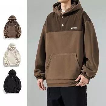 Толстовка с капюшоном мужская, новая мужская осенняя модная брендовая повседневная футболка с длинными рукавами, свободная и универсальная верхняя одежда для мужчин S белый