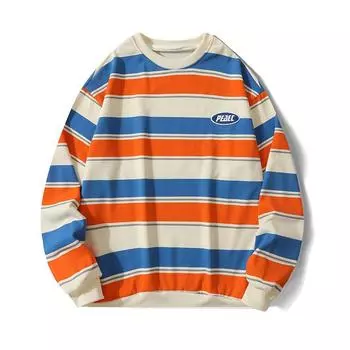 Толстовка с капюшоном мужская, новая весенне-осенняя, контрастная, полосатая, с длинными рукавами, свободная, модная, брендовая, базовая рубашка от Hong Kong Wind Lovers S