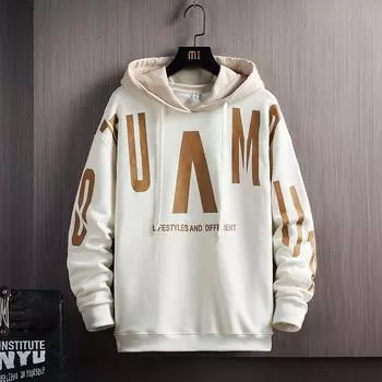 Толстовка с капюшоном мужская весна и осень модный брендовый пуловер пара универсальная повседневная куртка студенты свободные нижние части топы M