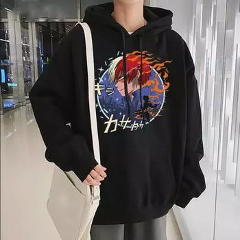 Толстовка с капюшоном My Hero Academia Todoroki Shoto с принтом в стиле аниме для женщин, зимняя, свободного покроя, уличная, повседневная, для мужчин, толстовки и свитшоты для мужчин S розовый