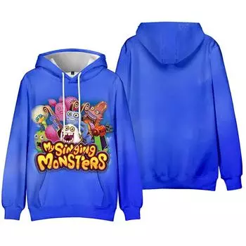 Толстовка с капюшоном My Singing Monsters с принтом аниме, толстовка с капюшоном в стиле тай-дай, уличная одежда, толстовка с капюшоном для мужчин и женщин, косплей, спорт XS синий