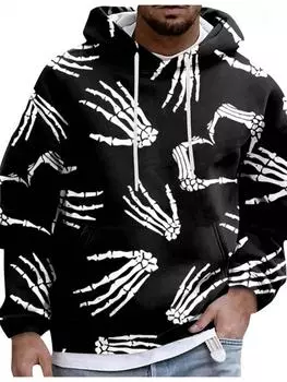 Толстовка с капюшоном на Хэллоуин для мужчин и женщин, повседневная мода, новая 3D-печатная забавная модель черепа-призрака, пара одинаковых карнавальных топов S