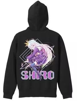 Толстовка с капюшоном на молнии Cospa No Game No Life с оригинальными иллюстрациями, полноцветная, ярко-черная, размер M, «белая» версия.