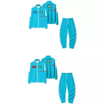 Толстовка с капюшоном на молнии для взрослых, спортивная повседневная толстовка и брюки L светло-синий