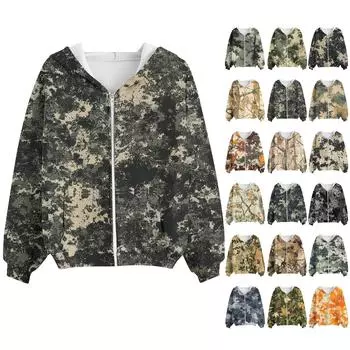 Толстовка с капюшоном на молнии для женщин с длинным рукавом, свободные толстовки для женщин, куртка с карманами, модная одежда на осень L армия зеленый