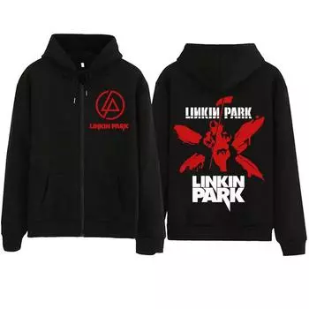 Толстовка с капюшоном на молнии LinkinPark Harajuku Hoodies XS чёрный