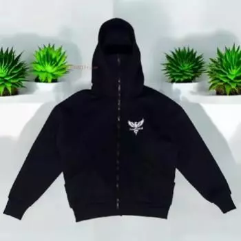 Толстовка с капюшоном на молнии, новая Y2k маска ниндзя с принтом орла, спортивная одежда, зимняя мода, свободная уличная куртка для пар S