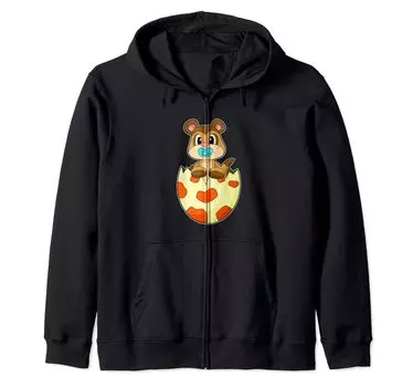 Толстовка с капюшоном на молнии с изображением соски-пустышки и яйца для младенца Meerkat чёрный