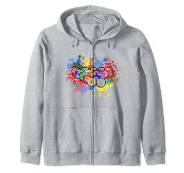 Толстовка с капюшоном на молнии с принтом ретро-бильярда, снукера, бильярдного кия, 8 шаров, мела серый