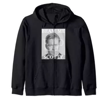 Толстовка с капюшоном на молнии «Star Trek Original Series Kirk Beam Me Up» чёрный