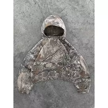 Толстовка с капюшоном на молнии в стиле ретро для мужчин с камуфляжным узором, на молнии, уличная хип-хоп-одежда, свободная унисекс-толстовка с капюшоном S светло-серый