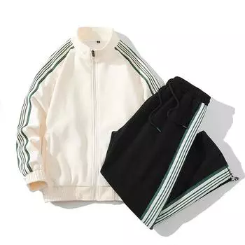 Толстовка с капюшоном на молнии, весенне-осенние женские комплекты, мужской спортивный костюм, спортивная куртка + спортивные штаны S чёрный