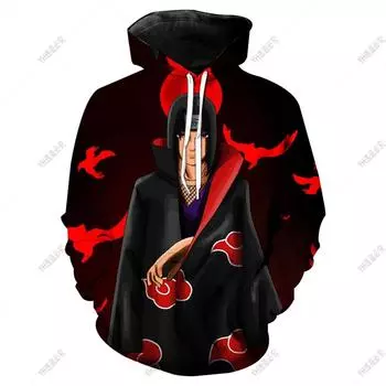 Толстовка с капюшоном «Наруто» Для детей Детская одежда Свободная одежда с длинным рукавом Повседневный топ Японское анимеТолстовка с капюшоном для мальчиков и девочек с 3D-принтом S