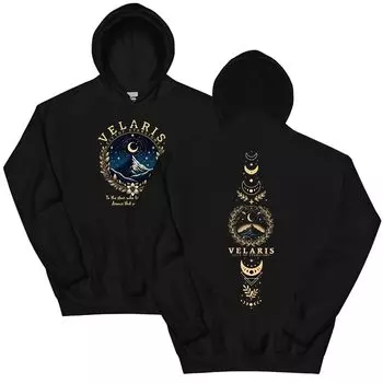 Толстовка с капюшоном Night Court от Acotar Velaris City of Starlight, унисекс, с графическим принтом, пуловер с капюшоном и длинными рукавами 3X-Large чёрный